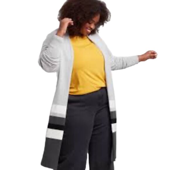 Lane Bryant color blocked striped overpiece CARDIGAN 18/20 - Picture 1 of 9